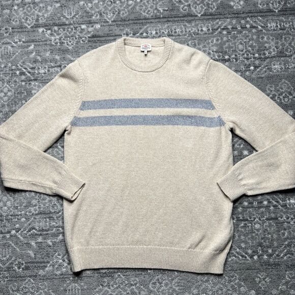 Faherty Other - Faherty Marled Surf Stripe Crewneck Sweater Mens XL Desert Oat Cotton Cashmere